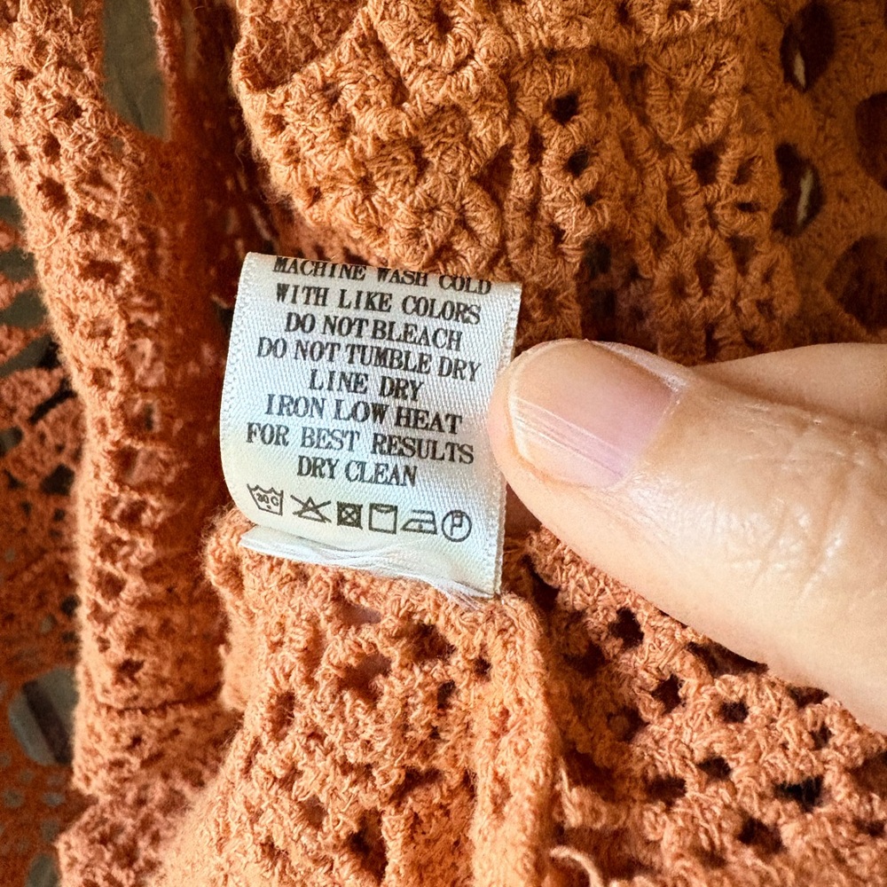 Love Riche Crochet Openwork Cardigan in Orange - Picture 5 of 7